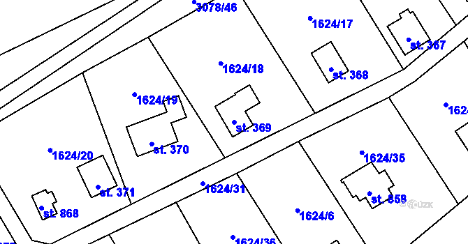 Parcela st. 369 v KÚ Poříčí nad Sázavou, Katastrální mapa