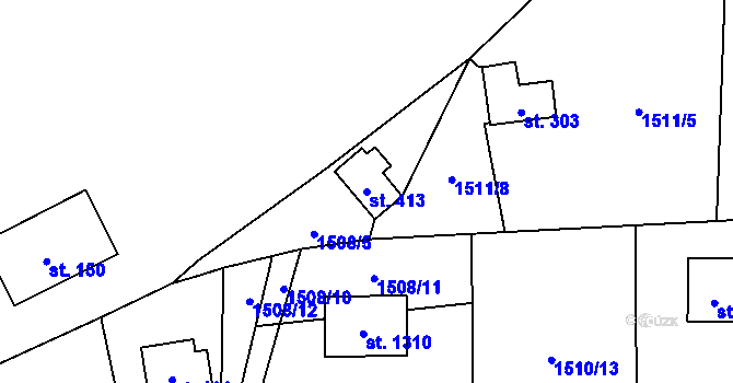 Parcela st. 413 v KÚ Poříčí nad Sázavou, Katastrální mapa