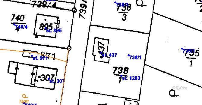 Parcela st. 437 v KÚ Poříčí nad Sázavou, Katastrální mapa