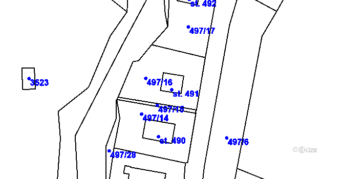Parcela st. 491 v KÚ Poříčí nad Sázavou, Katastrální mapa