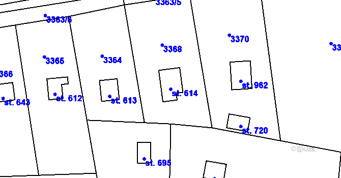 Parcela st. 614 v KÚ Poříčí nad Sázavou, Katastrální mapa