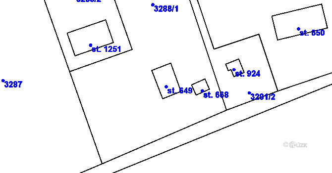 Parcela st. 649 v KÚ Poříčí nad Sázavou, Katastrální mapa