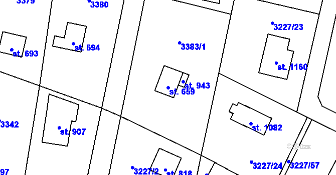 Parcela st. 659 v KÚ Poříčí nad Sázavou, Katastrální mapa
