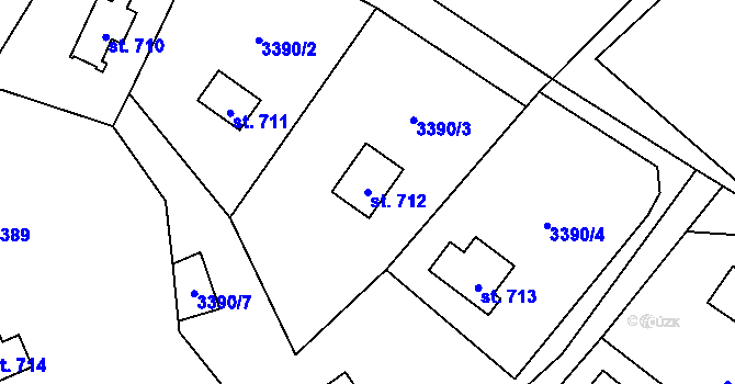 Parcela st. 712 v KÚ Poříčí nad Sázavou, Katastrální mapa