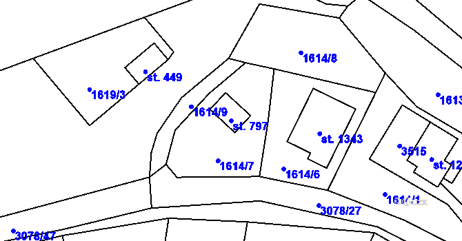 Parcela st. 797 v KÚ Poříčí nad Sázavou, Katastrální mapa