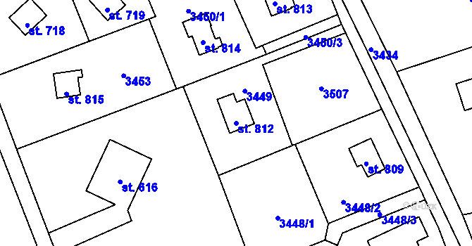 Parcela st. 812 v KÚ Poříčí nad Sázavou, Katastrální mapa