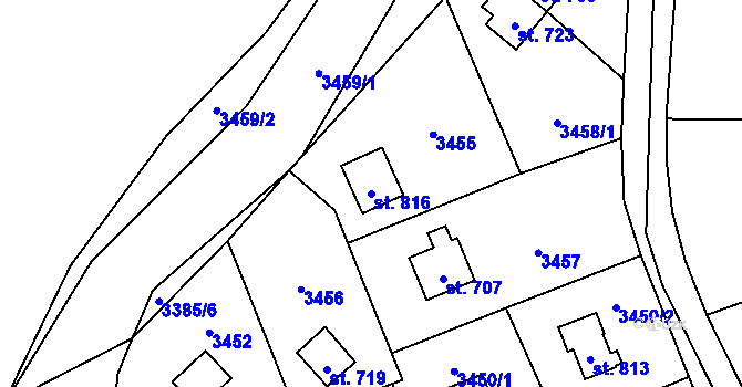 Parcela st. 816 v KÚ Poříčí nad Sázavou, Katastrální mapa