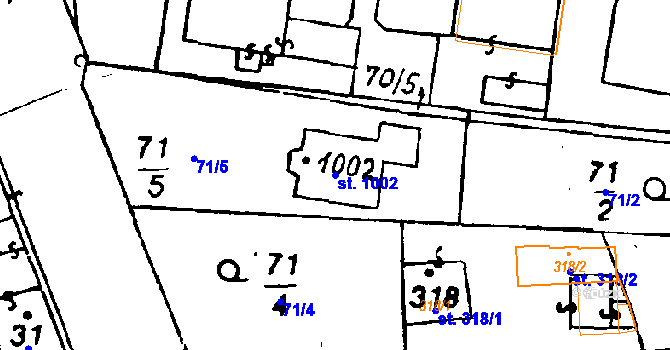 Parcela st. 1002 v KÚ Poříčí nad Sázavou, Katastrální mapa