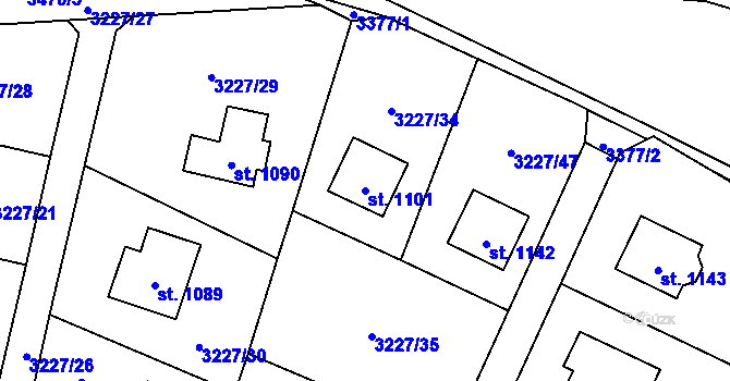 Parcela st. 1101 v KÚ Poříčí nad Sázavou, Katastrální mapa