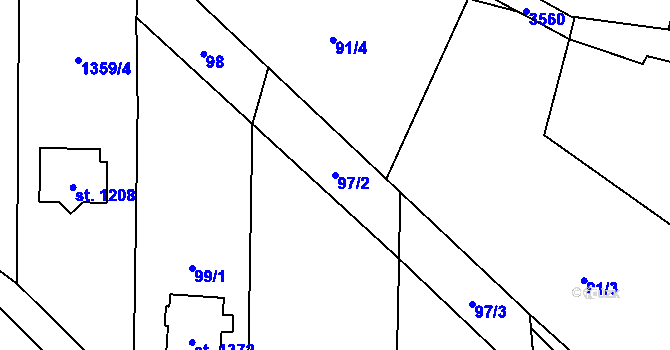 Parcela st. 97/2 v KÚ Poříčí nad Sázavou, Katastrální mapa