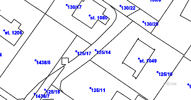 Parcela st. 125/14 v KÚ Poříčí nad Sázavou, Katastrální mapa