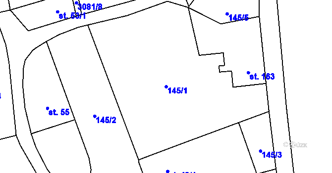 Parcela st. 145/1 v KÚ Poříčí nad Sázavou, Katastrální mapa