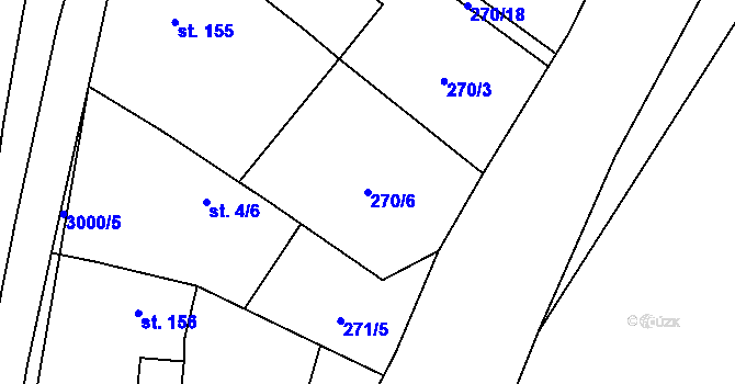 Parcela st. 270/6 v KÚ Poříčí nad Sázavou, Katastrální mapa