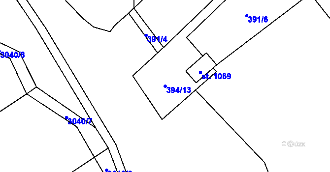 Parcela st. 394/13 v KÚ Poříčí nad Sázavou, Katastrální mapa