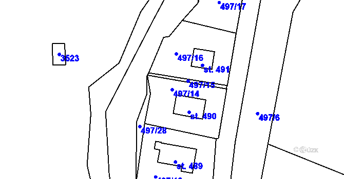 Parcela st. 497/14 v KÚ Poříčí nad Sázavou, Katastrální mapa