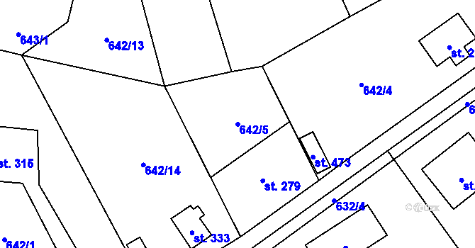 Parcela st. 642/5 v KÚ Poříčí nad Sázavou, Katastrální mapa