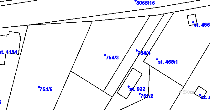 Parcela st. 754/3 v KÚ Poříčí nad Sázavou, Katastrální mapa