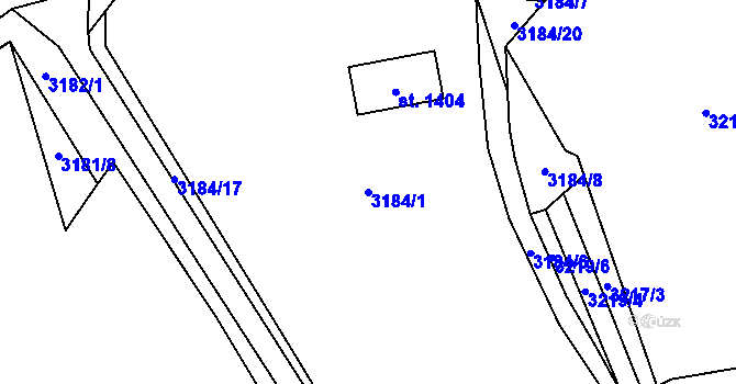 Parcela st. 3184/1 v KÚ Poříčí nad Sázavou, Katastrální mapa