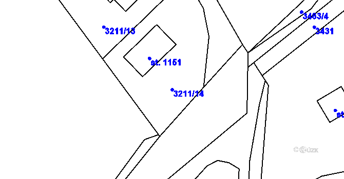 Parcela st. 3211/14 v KÚ Poříčí nad Sázavou, Katastrální mapa