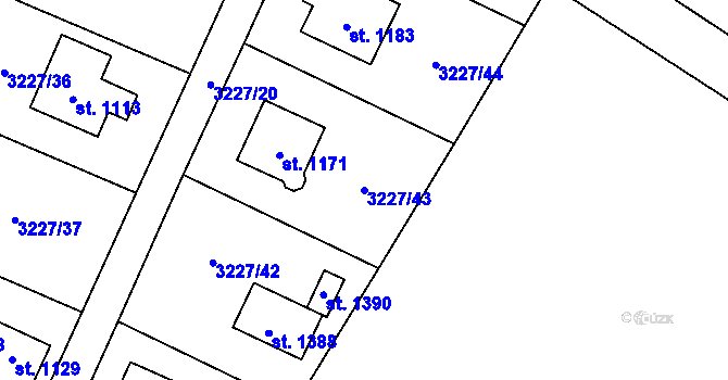 Parcela st. 3227/43 v KÚ Poříčí nad Sázavou, Katastrální mapa