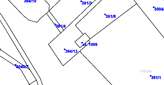 Parcela st. 1069 v KÚ Poříčí nad Sázavou, Katastrální mapa