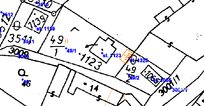 Parcela st. 1123 v KÚ Poříčí nad Sázavou, Katastrální mapa