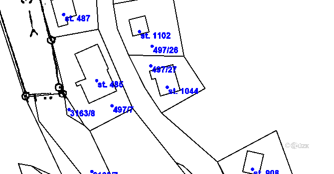 Parcela st. 1044 v KÚ Poříčí nad Sázavou, Katastrální mapa