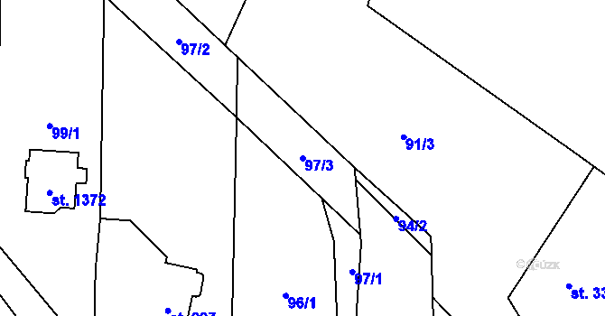 Parcela st. 97/3 v KÚ Poříčí nad Sázavou, Katastrální mapa