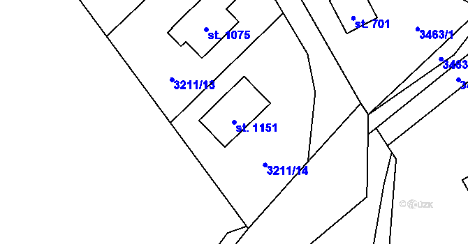 Parcela st. 1151 v KÚ Poříčí nad Sázavou, Katastrální mapa