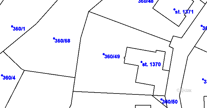 Parcela st. 360/49 v KÚ Poříčí nad Sázavou, Katastrální mapa