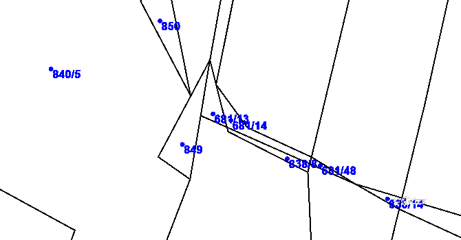 Parcela st. 681/14 v KÚ Poříčí nad Sázavou, Katastrální mapa