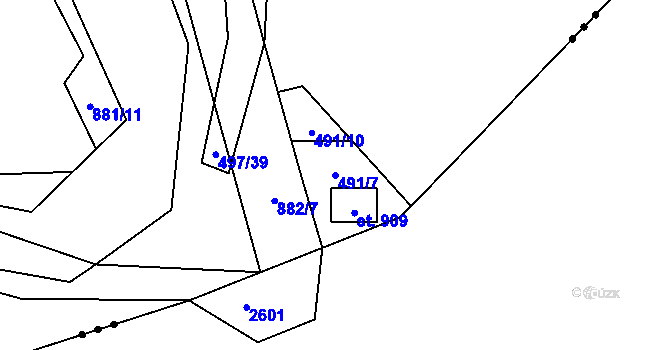 Parcela st. 491/7 v KÚ Poříčí nad Sázavou, Katastrální mapa