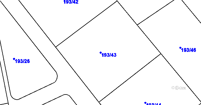 Parcela st. 193/43 v KÚ Poříčí nad Sázavou, Katastrální mapa