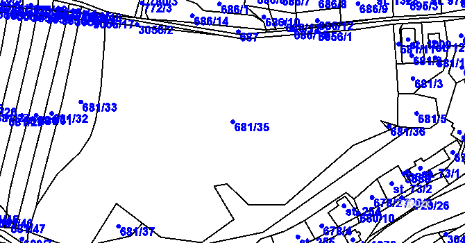 Parcela st. 681/35 v KÚ Poříčí nad Sázavou, Katastrální mapa