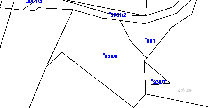 Parcela st. 938/6 v KÚ Poříčí nad Sázavou, Katastrální mapa