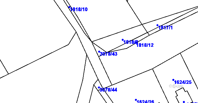 Parcela st. 3078/43 v KÚ Poříčí nad Sázavou, Katastrální mapa