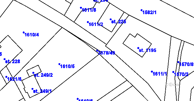 Parcela st. 3078/49 v KÚ Poříčí nad Sázavou, Katastrální mapa