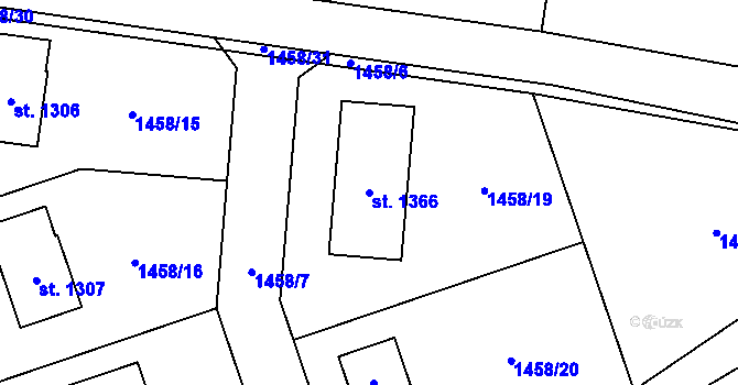 Parcela st. 1366 v KÚ Poříčí nad Sázavou, Katastrální mapa