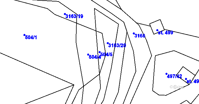 Parcela st. 504/5 v KÚ Poříčí nad Sázavou, Katastrální mapa