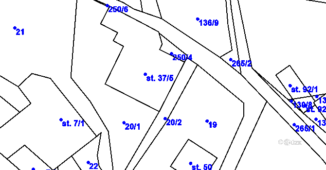 Parcela st. 37 v KÚ Mladočov, Katastrální mapa