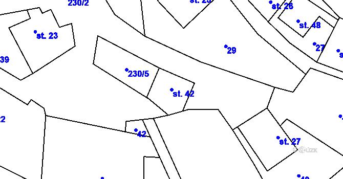 Parcela st. 42 v KÚ Mladočov, Katastrální mapa