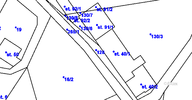 Parcela st. 128 v KÚ Mladočov, Katastrální mapa
