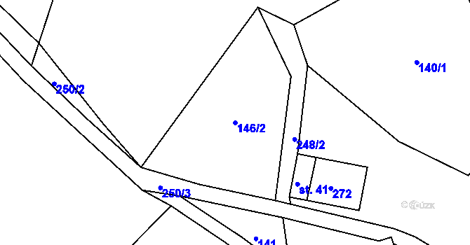 Parcela st. 146/2 v KÚ Mladočov, Katastrální mapa