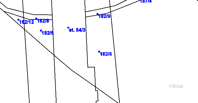 Parcela st. 182/5 v KÚ Mladočov, Katastrální mapa