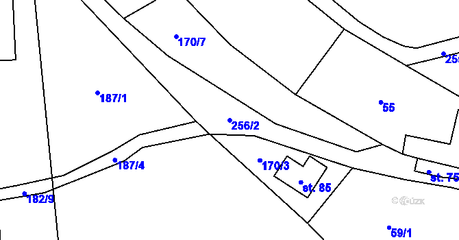 Parcela st. 256/2 v KÚ Mladočov, Katastrální mapa