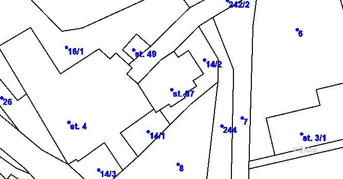 Parcela st. 87 v KÚ Mladočov, Katastrální mapa