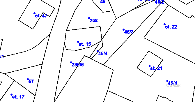 Parcela st. 45/4 v KÚ Mladočov, Katastrální mapa