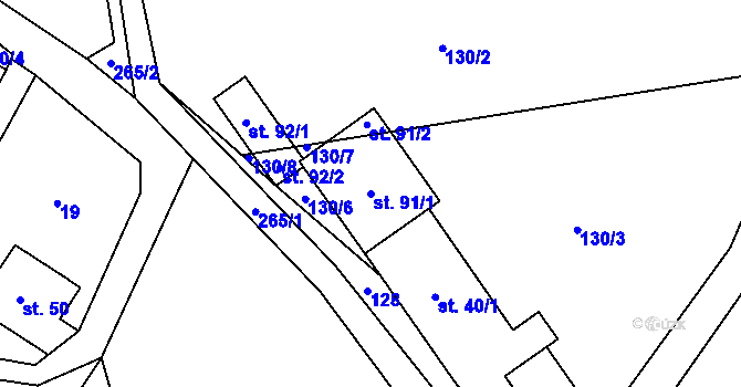 Parcela st. 91/1 v KÚ Mladočov, Katastrální mapa