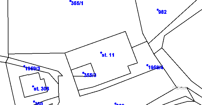 Parcela st. 11 v KÚ Poříčí u Litomyšle, Katastrální mapa