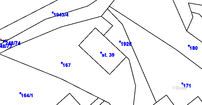 Parcela st. 39 v KÚ Poříčí u Litomyšle, Katastrální mapa